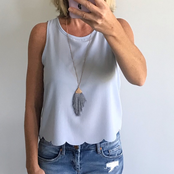 Blue Scallop Hem Tank - Picture 2 of 6